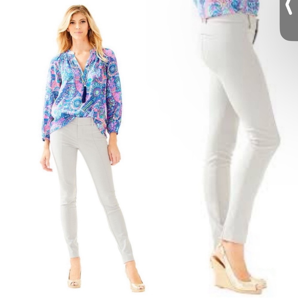 Lilly Pulitzer Chantal Stretch Dinner Pant Palm Beach Gray Size 0